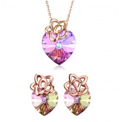 Monemel Purple Swarovski Heart Shape Silver Necklace